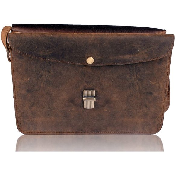 10" Women's Buffalo Leather Purse Satchel Handbag Tote Bag - Picture 5 of 7